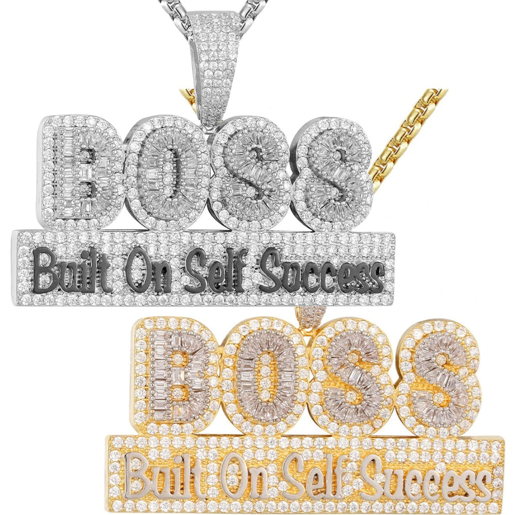 Custom Boss Simulated Diamond Pendant With Chain - TBD3005
